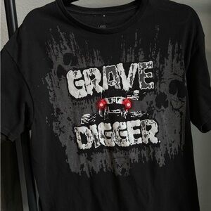 Grave Digger Graphic Tee - Black with Gray & Red